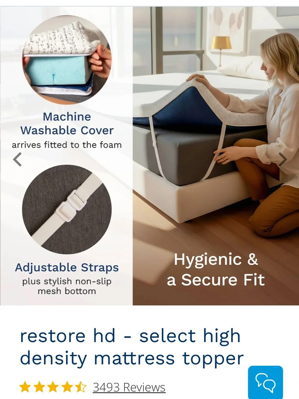 NEW In BOX Viscosoft Restore HD High-Density Mattress Topper - Gray 3 “